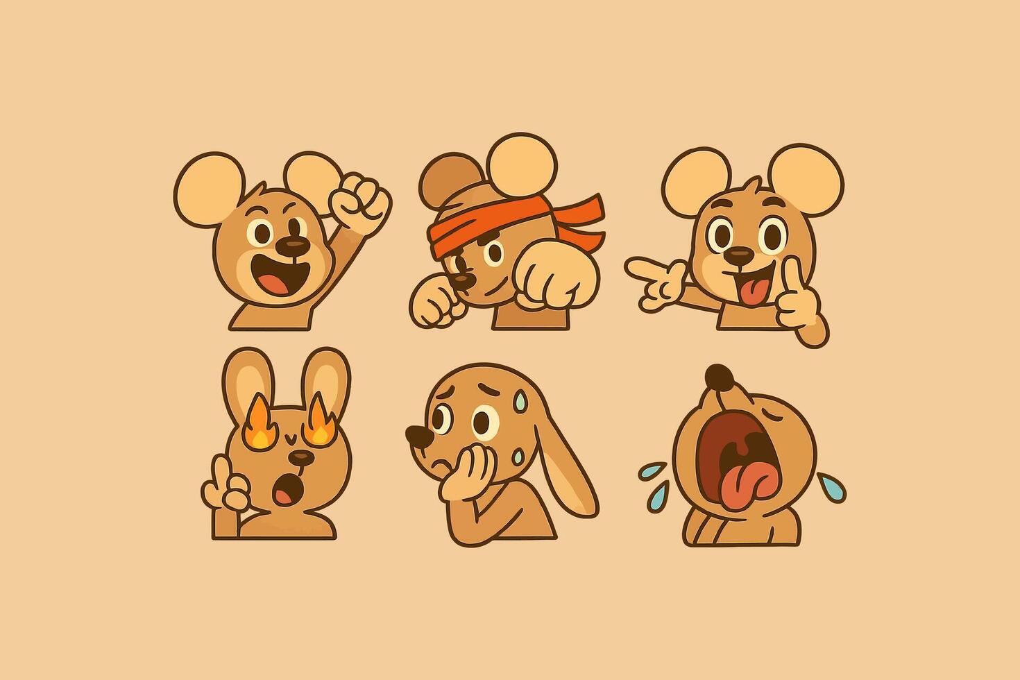 Cartoon Characters Displaying Different Emotions Expressive Animated Animal Avatars vector