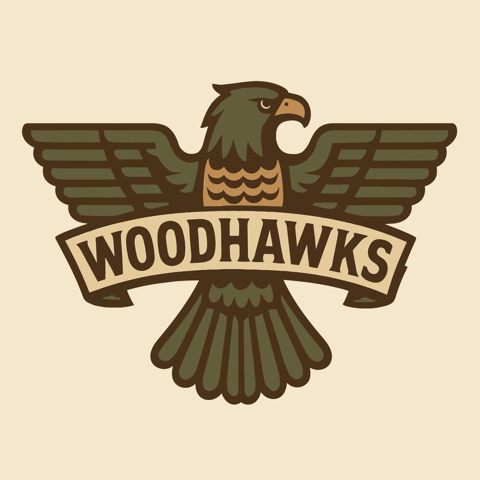 Stylized Hawk Illustration with Banner Design in Retro Colors vector