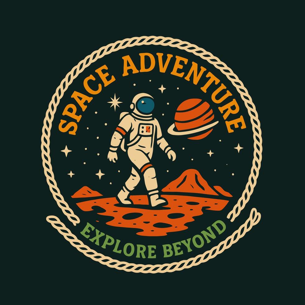 Astronaut Walking on Planet Surface for Space Adventure Concept vector