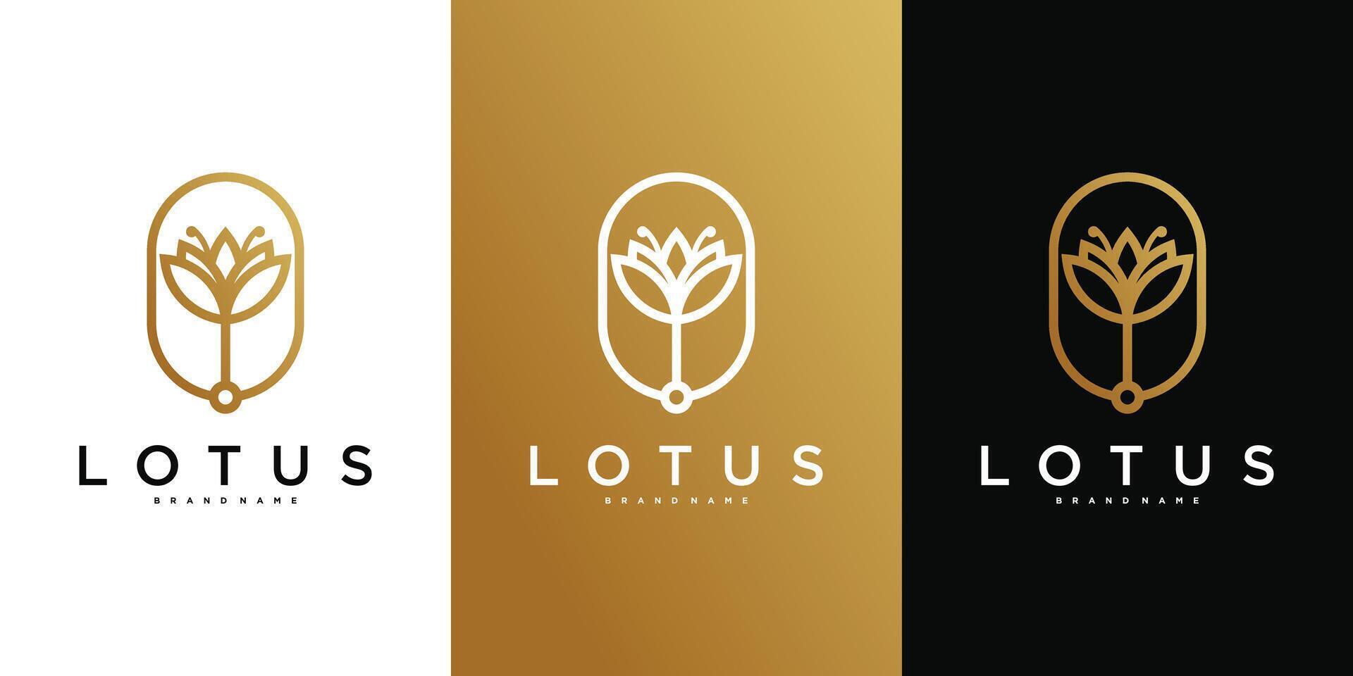Elegant lotus flower logo design with line art style abstract. Premium vector