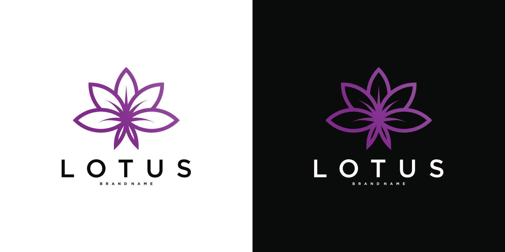 Elegant lotus flower logo design with line art style abstract vector