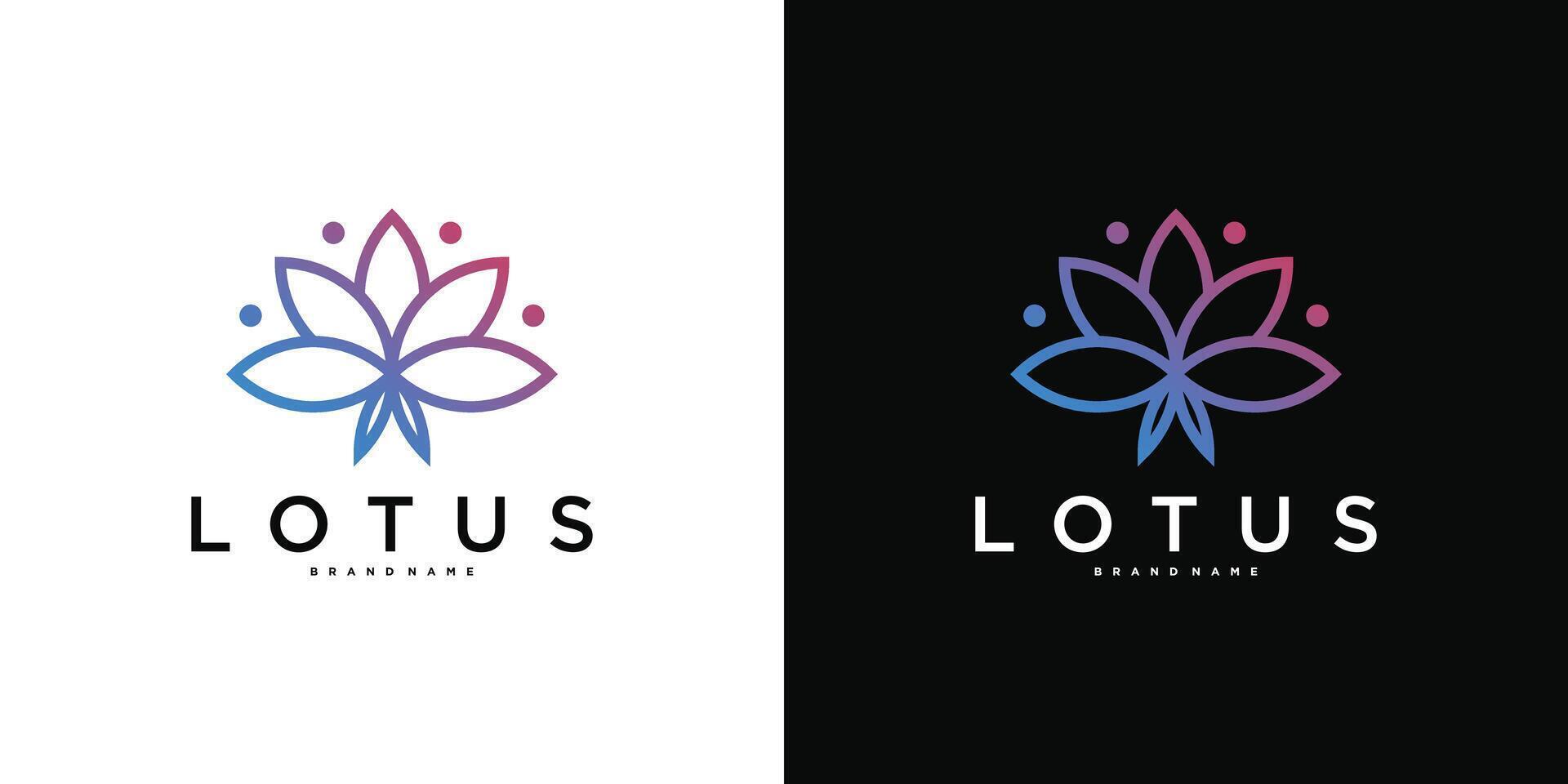 Elegant lotus flower logo design with line art style abstrack vector