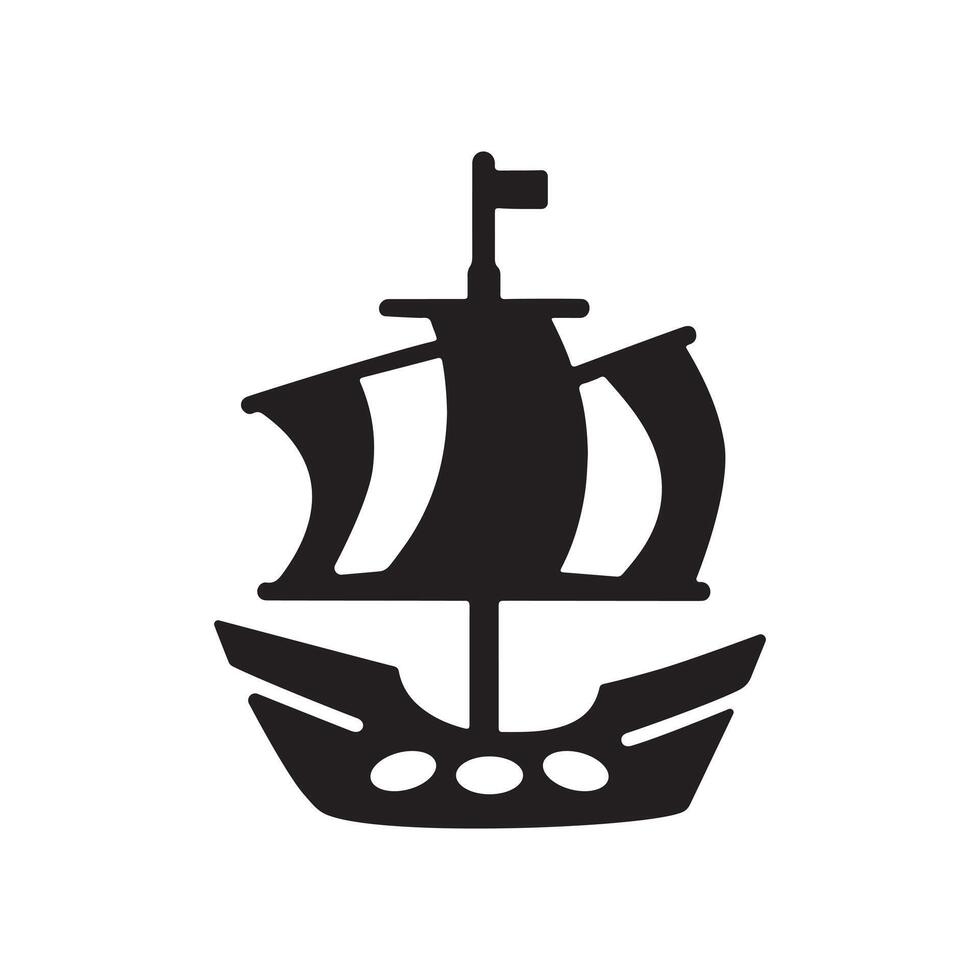 Pirate ship silhouette symbol in clean design on white background vector