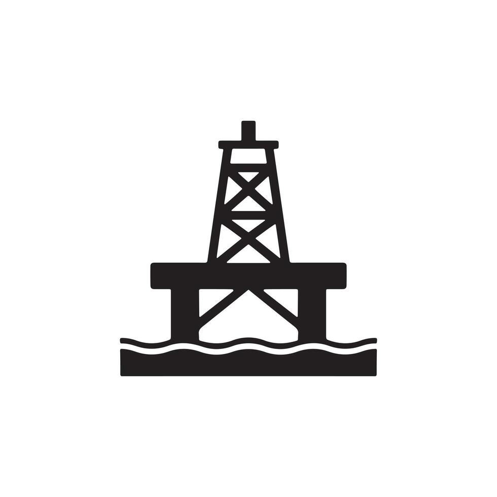 Black silhouette of an offshore oil platform illustration vector