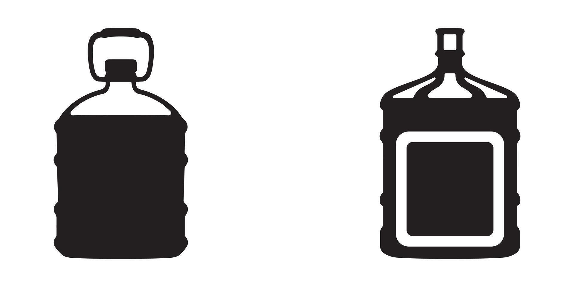 Plastic water gallon bottle silhouette collection in style vector