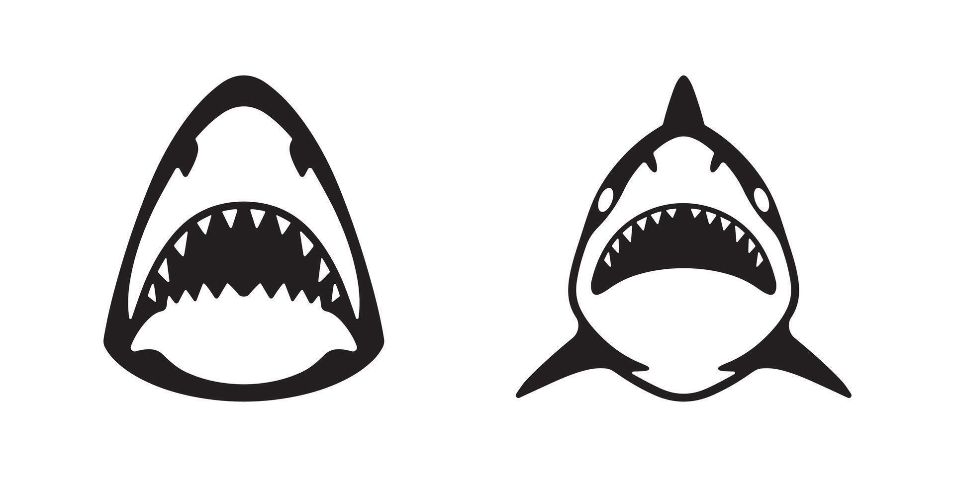 Isolated silhouette illustration of shark jaws vector