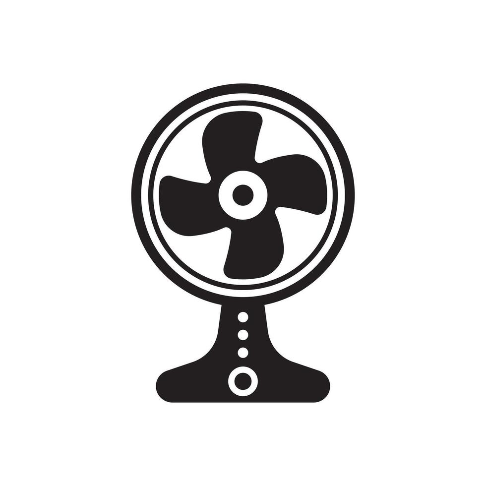 illustration of a table fan front view in black silhouette vector