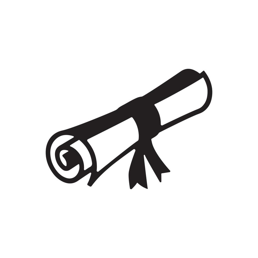 silhouette of a certificate scroll logo with ribbon vector