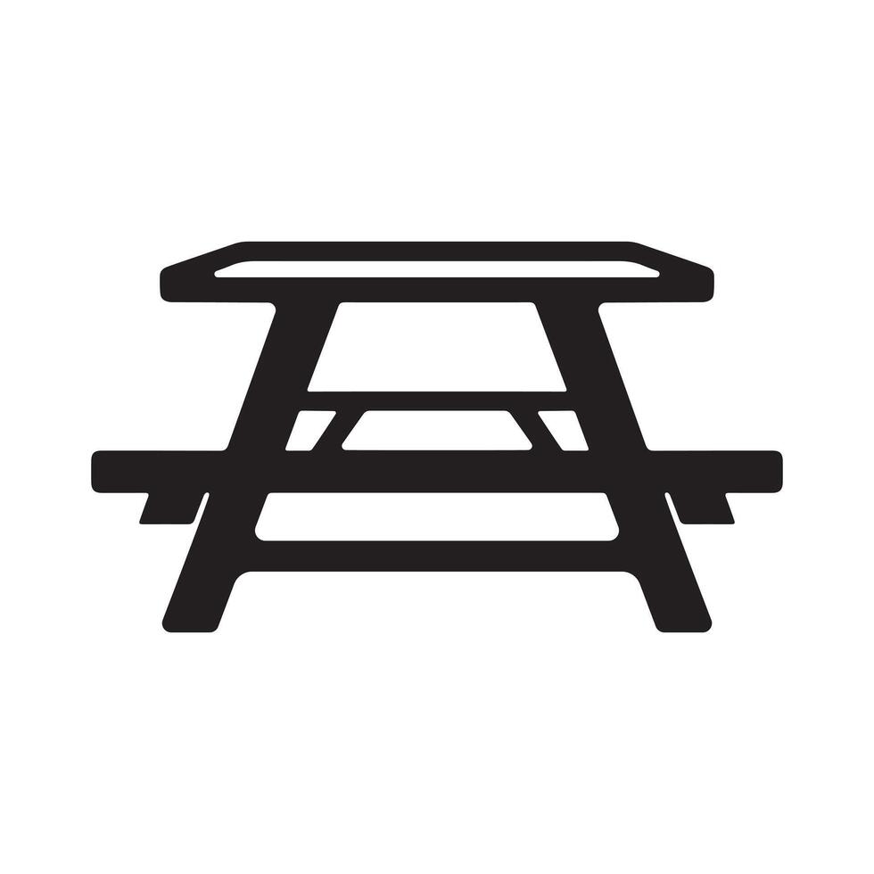 illustration of a folding picnic table silhouette vector