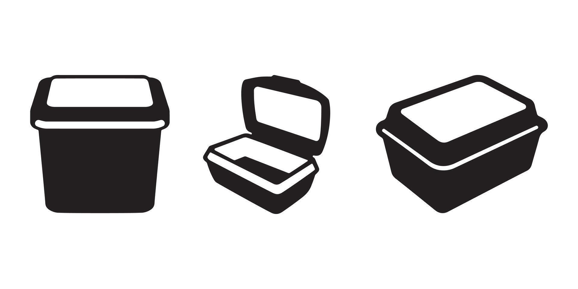 set of plastic food storage container silhouettes isolated on a white background vector