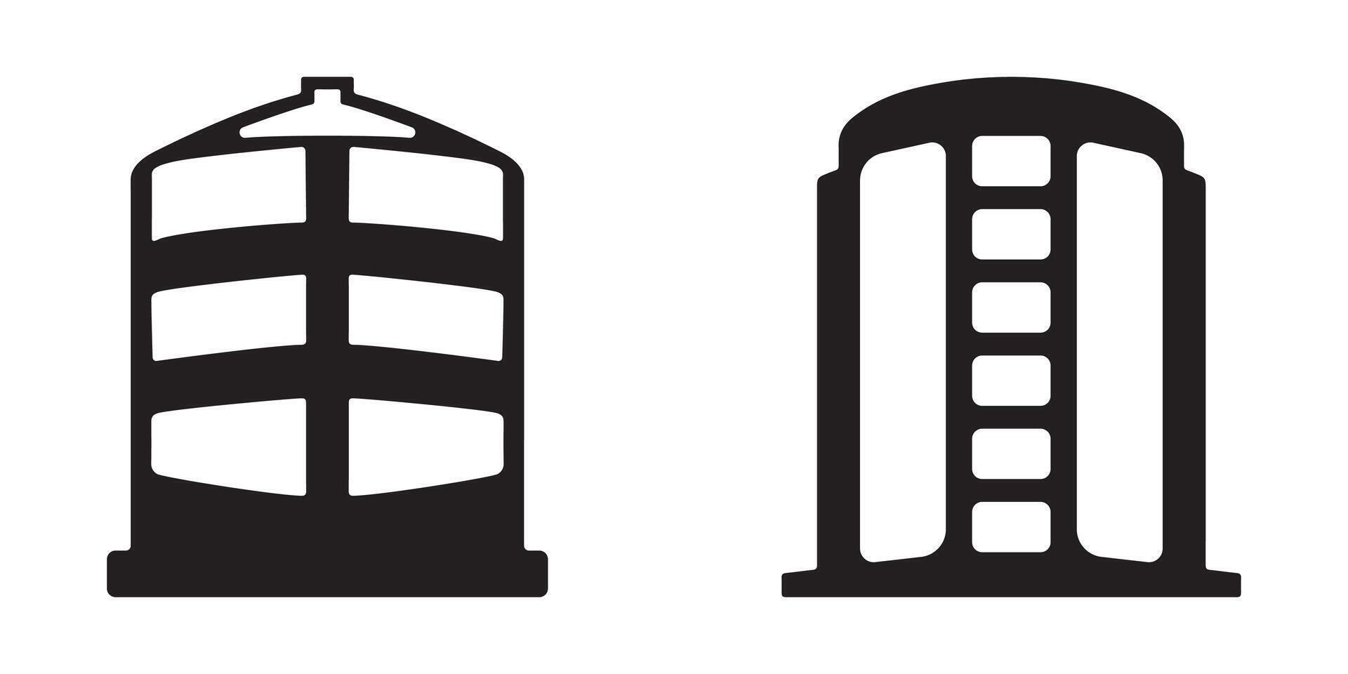 Abstract icons set of water tanks in black silhouette format vector