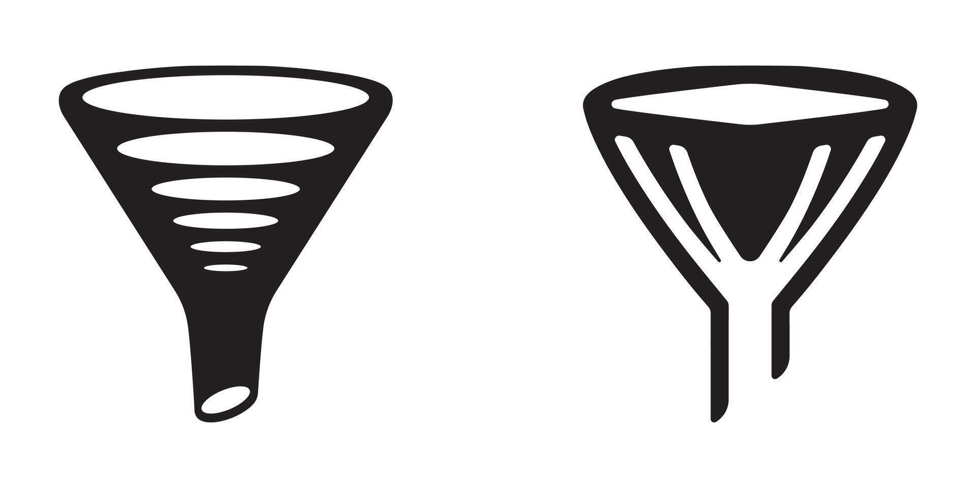 artwork of various funnel silhouettes isolated on a clean white background vector