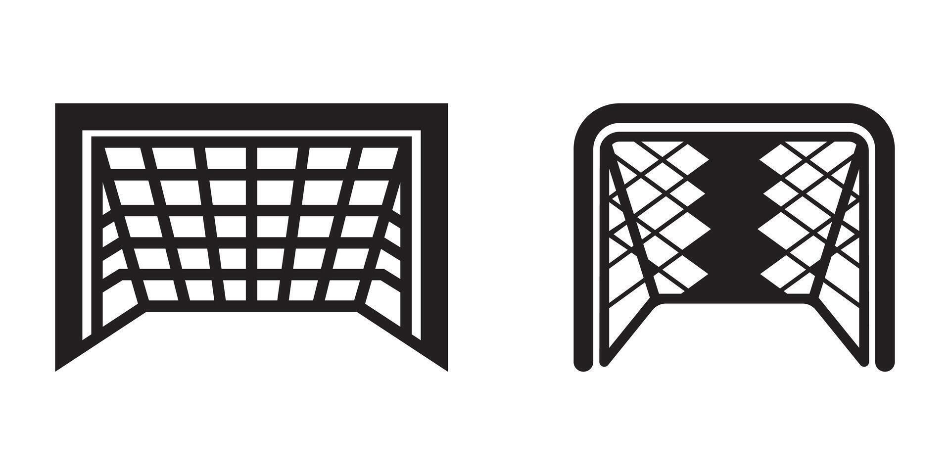 Silhouette icons of football and soccer goal posts in abstract format vector