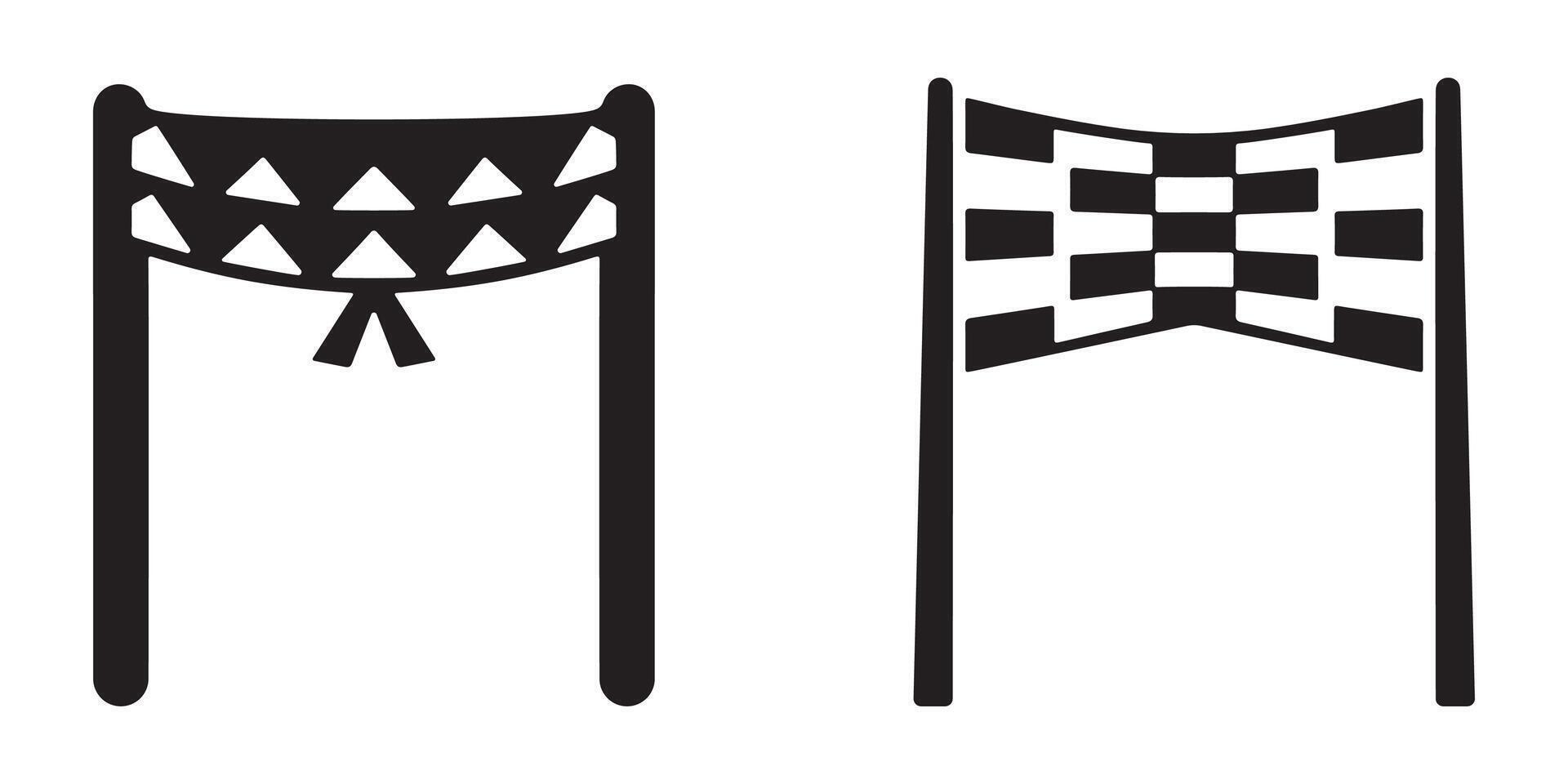 illustration of finish line icons silhouette vector