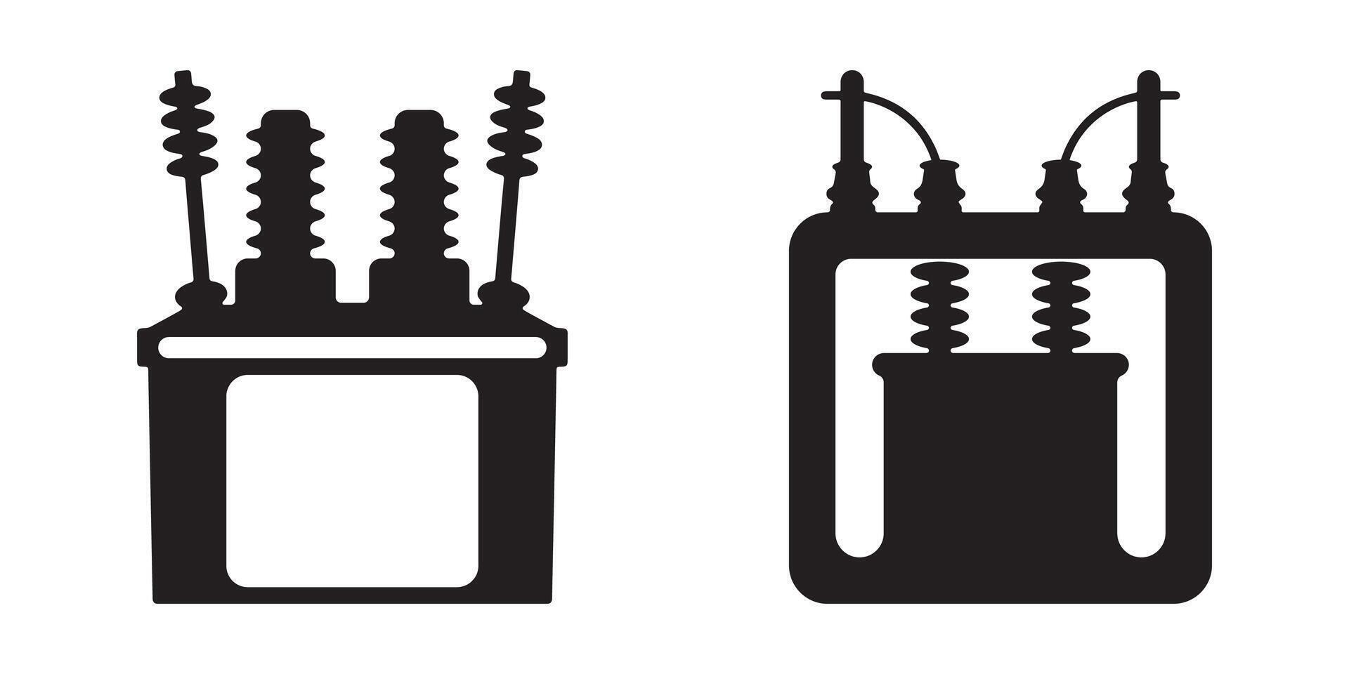 Abstract silhouette set of electric transformer icons vector