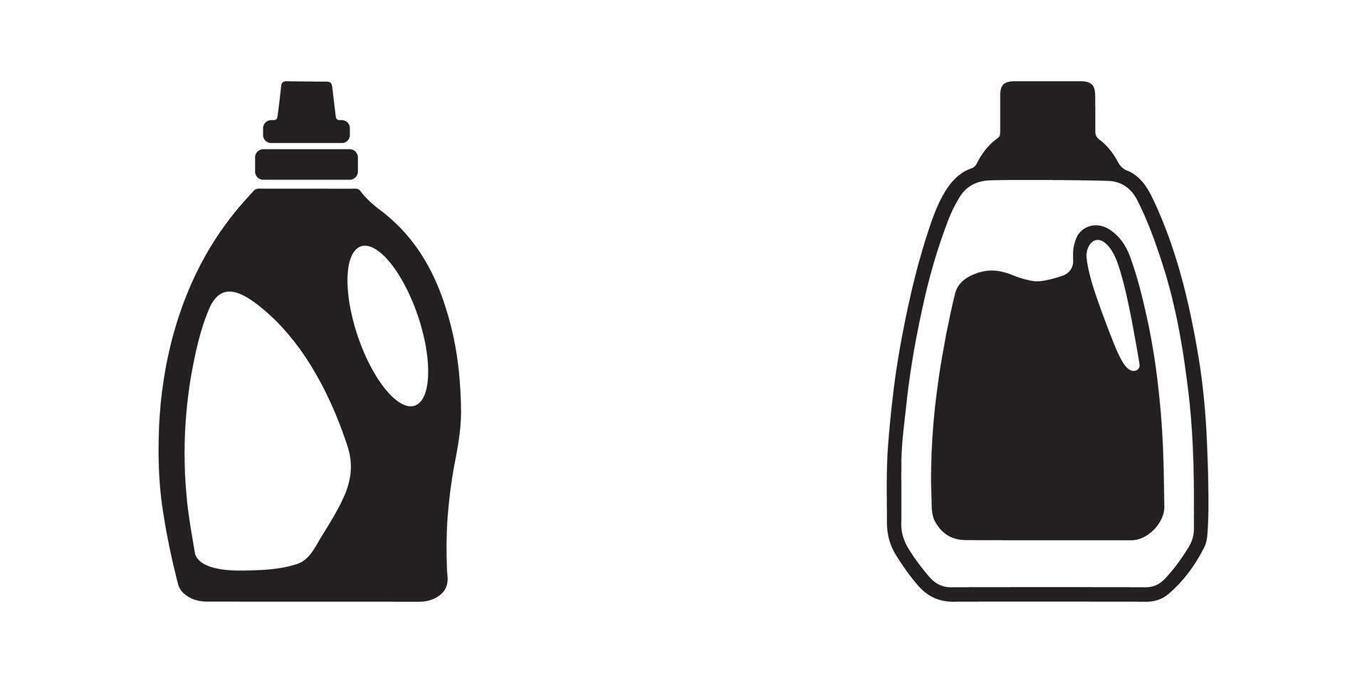Different types of detergent bottle silhouettes in format on a white background vector