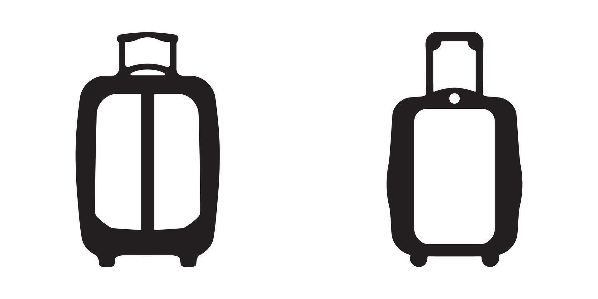 Collection of various luggage types in silhouette design on white background vector