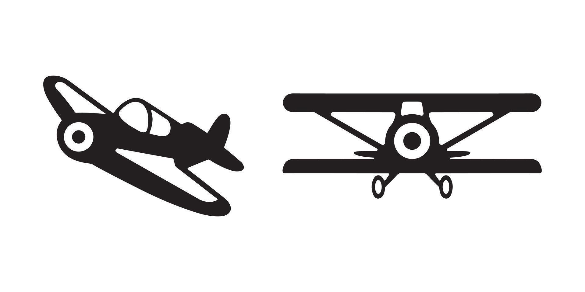 Abstract silhouette set of vintage old plane icons vector