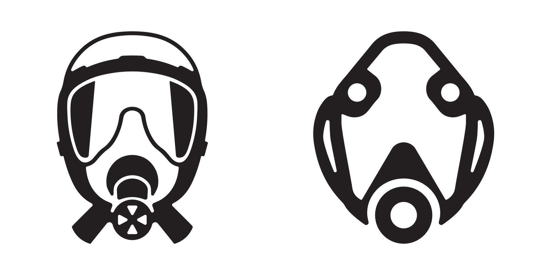 Oxygen mask icons silhouette illustration isolated on a white background vector