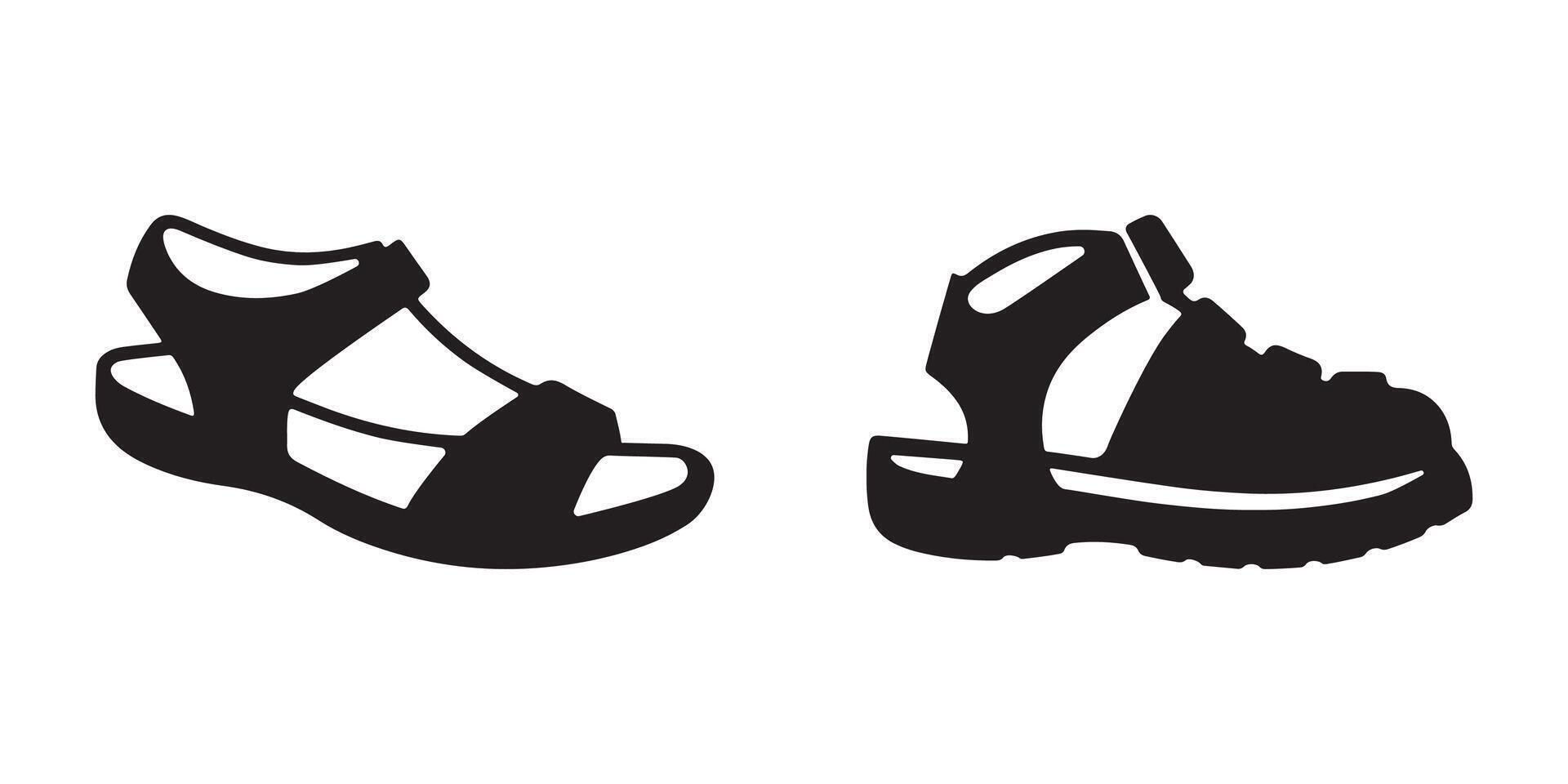 illustration of sandal icon silhouettes vector
