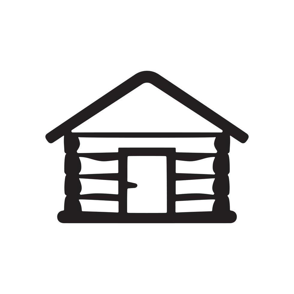 Rustic log house icon in black silhouette vector