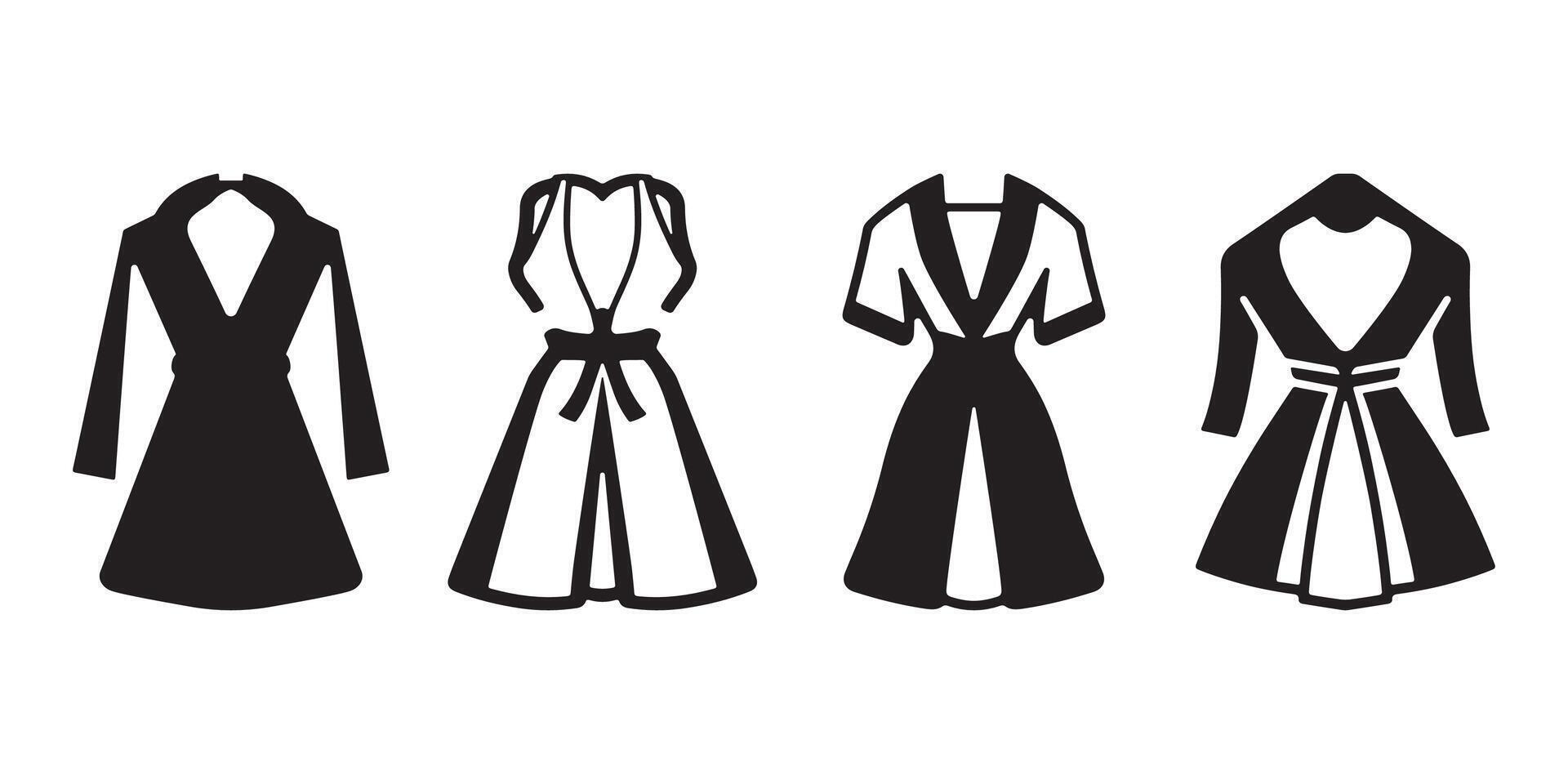 Collection of spa and bath dress silhouettes in format on white background vector