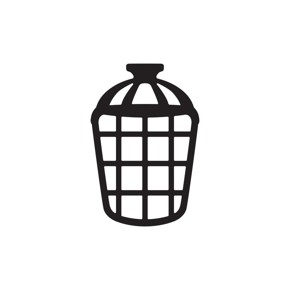 illustration of a trash can logo icon in silhouette style vector