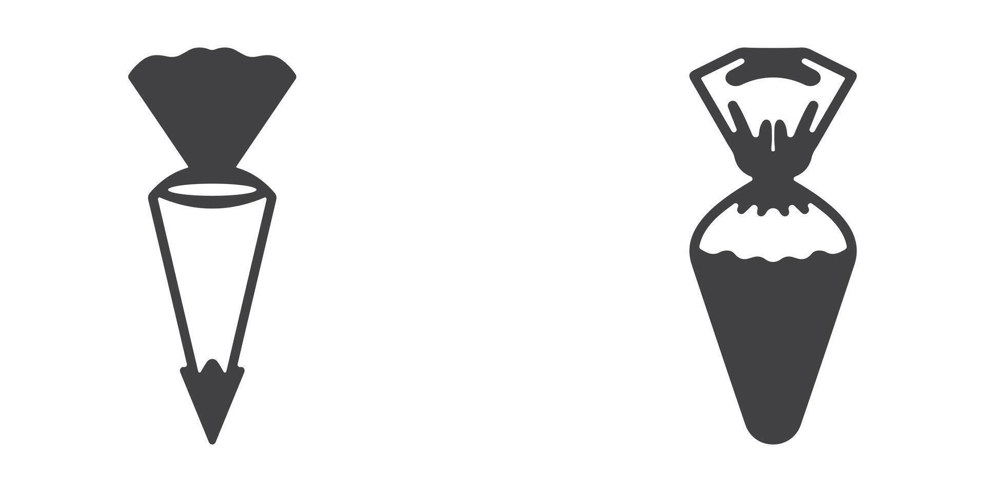 Piping Bag Icons Silhouette Set vector