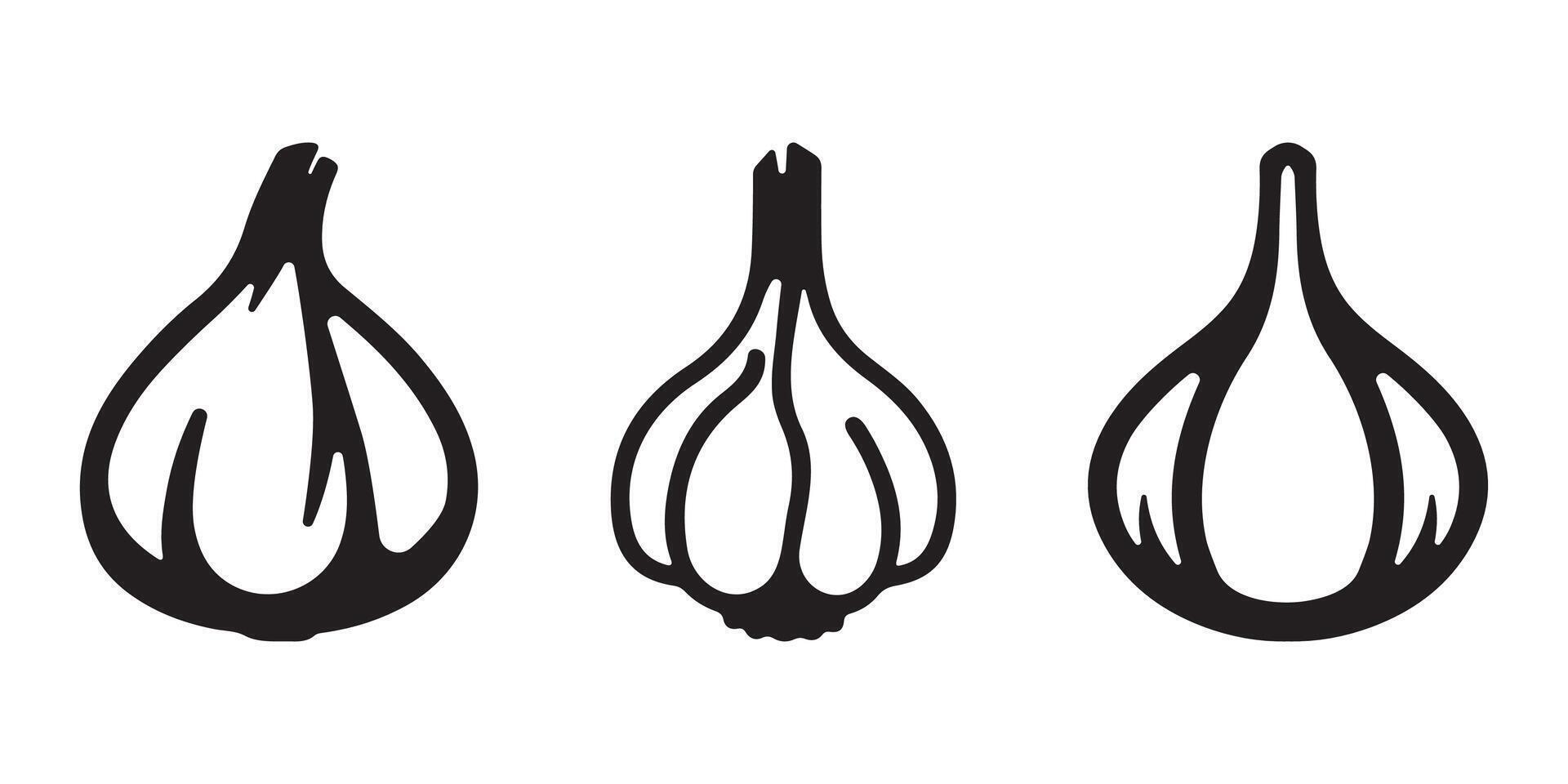 Garlic silhouette illustration set with a clean white background vector