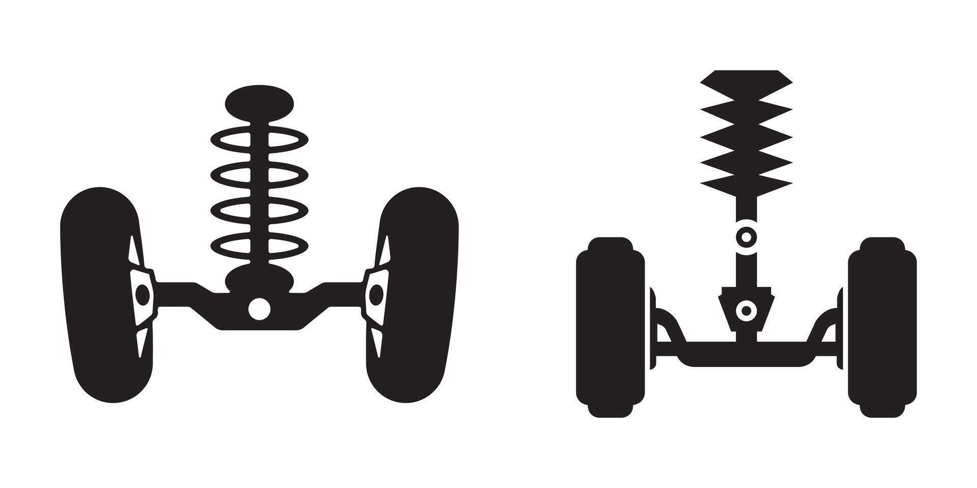 Mechanical car suspension system in silhouette style on white background vector