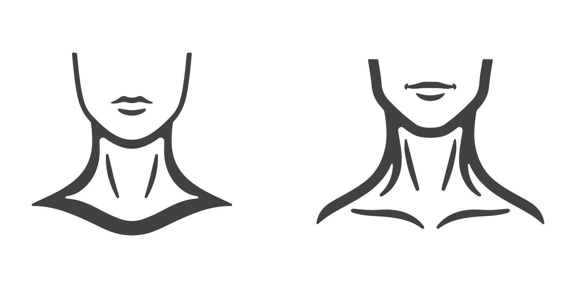 Female Neck Icons Silhouette Set vector