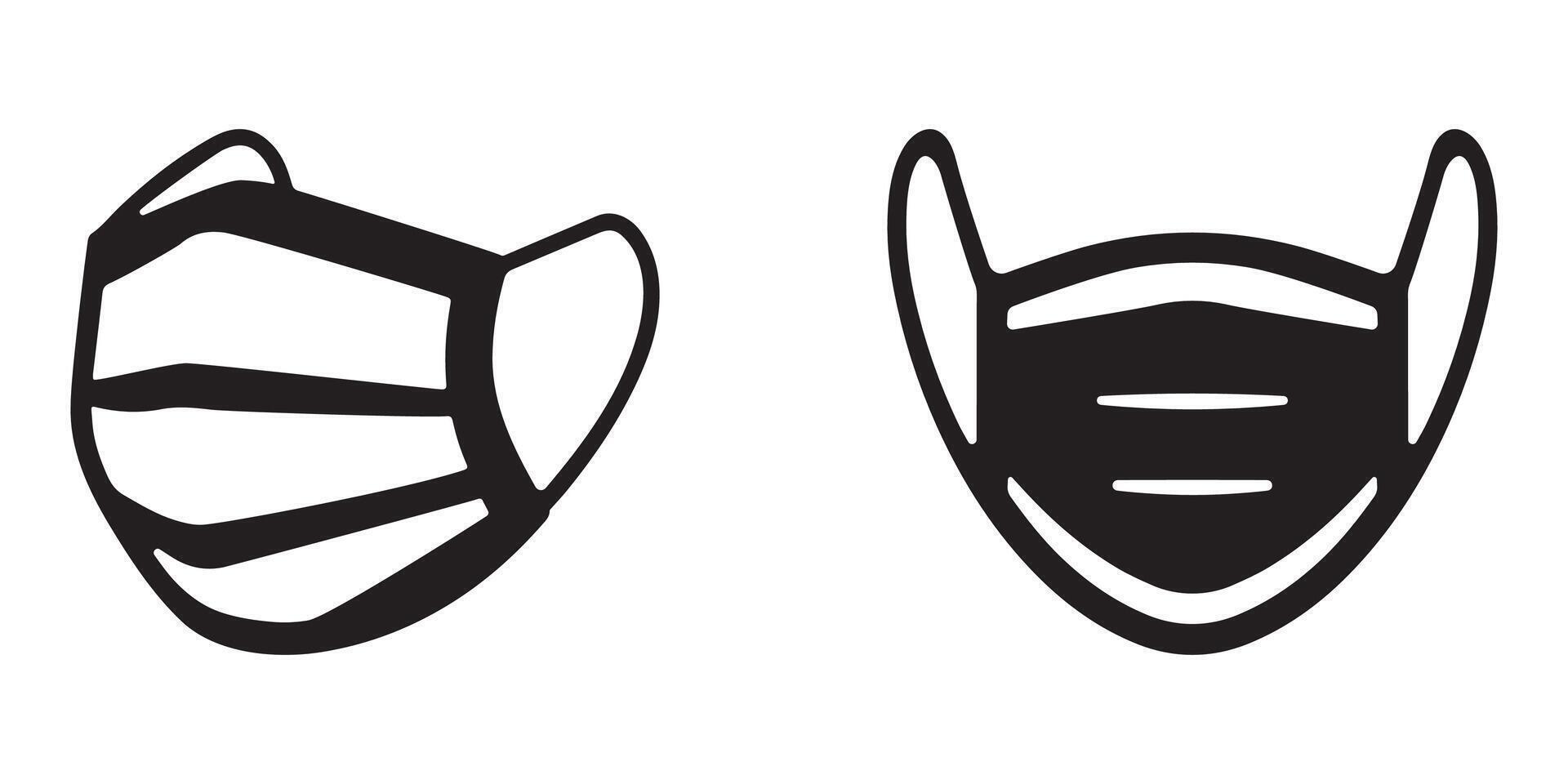 Face Mask Silhouette Set vector