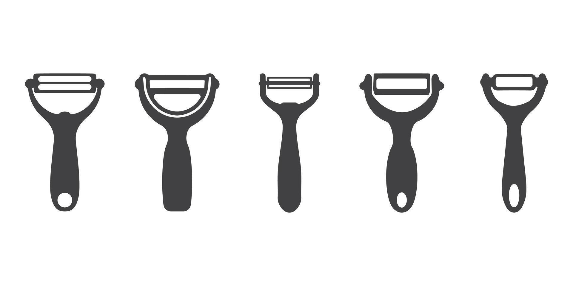 Peeler Icons Silhouette Set vector