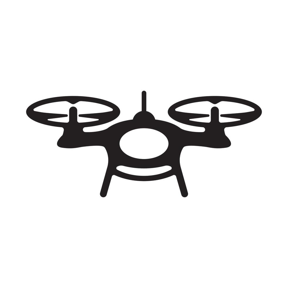 Remote control flying drone in black silhouette vector