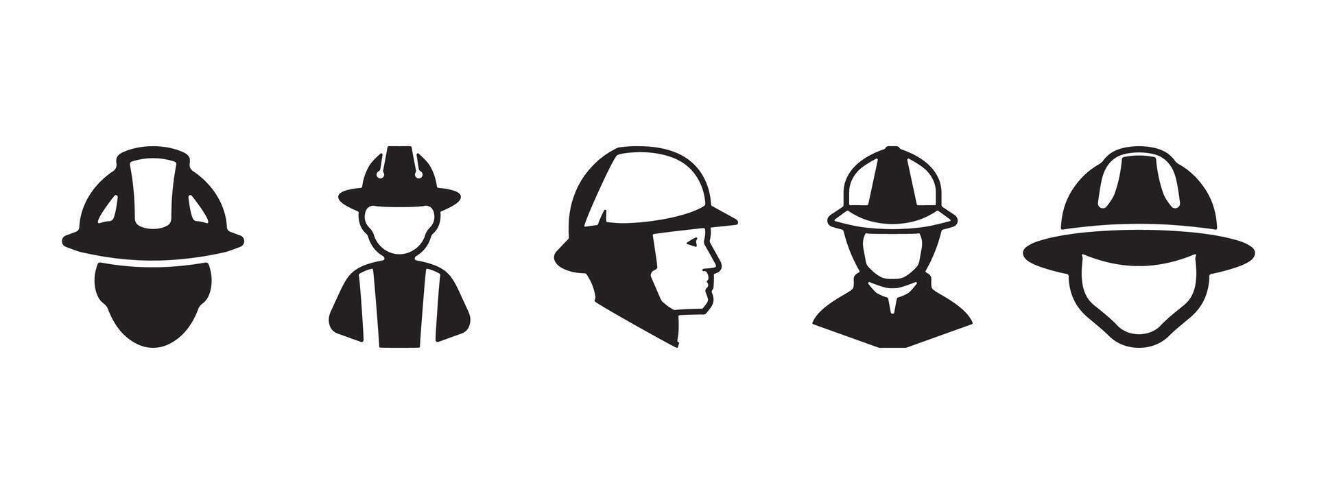 Fireman Head Silhouette Set vector