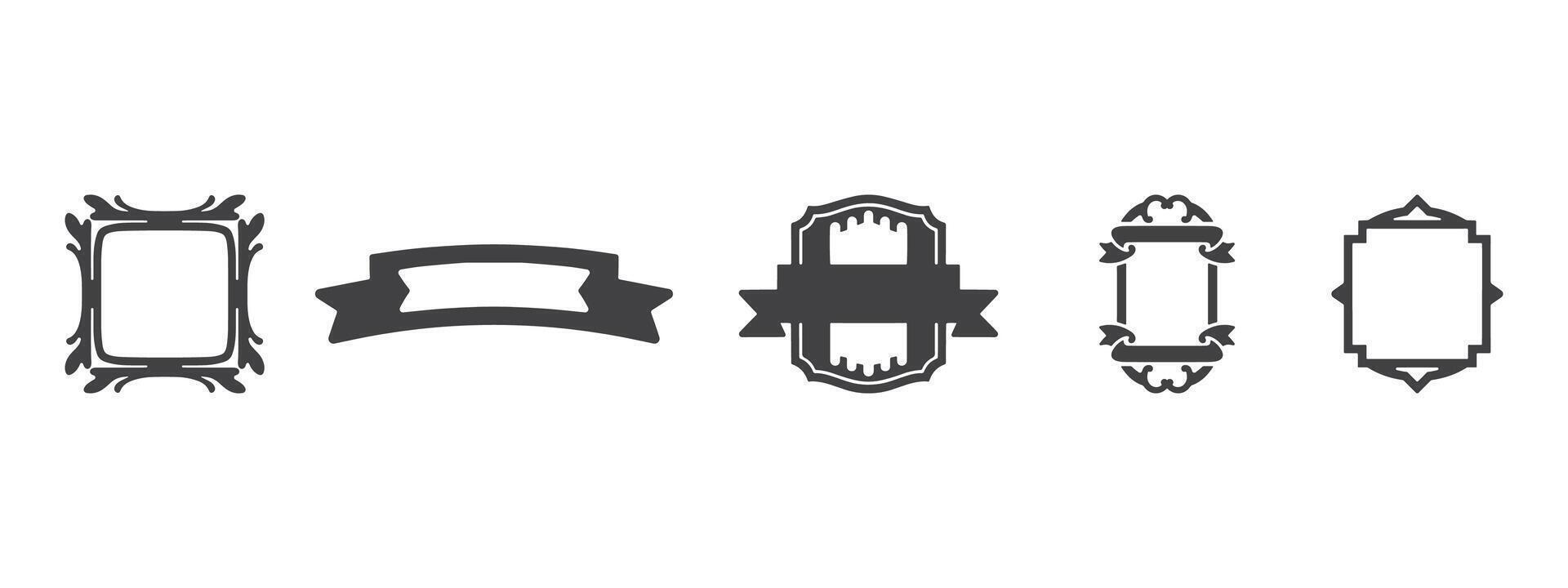 Vintage Label Icons Silhouette Set vector