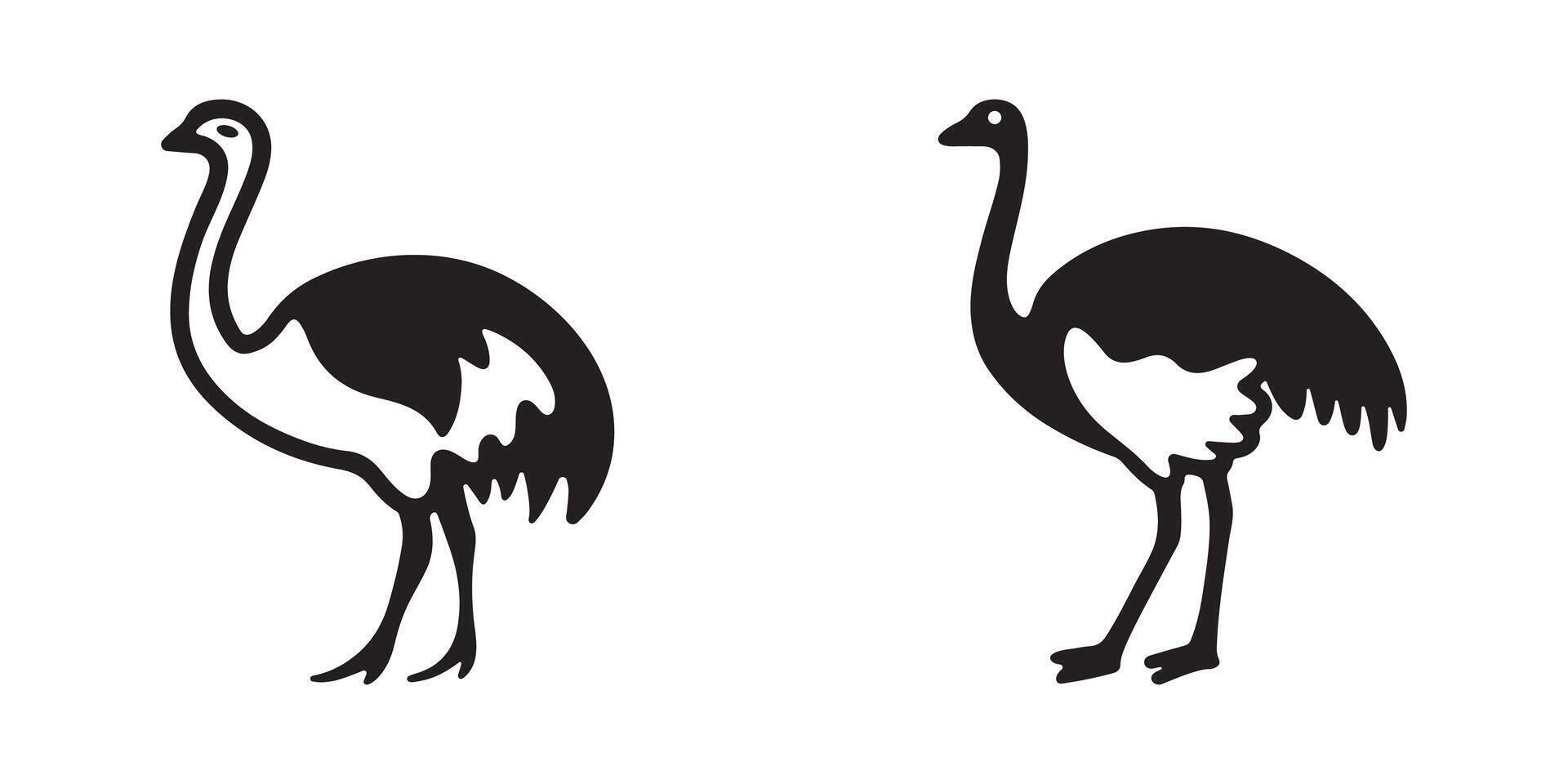 Emu Bird Silhouette Set Illustration vector