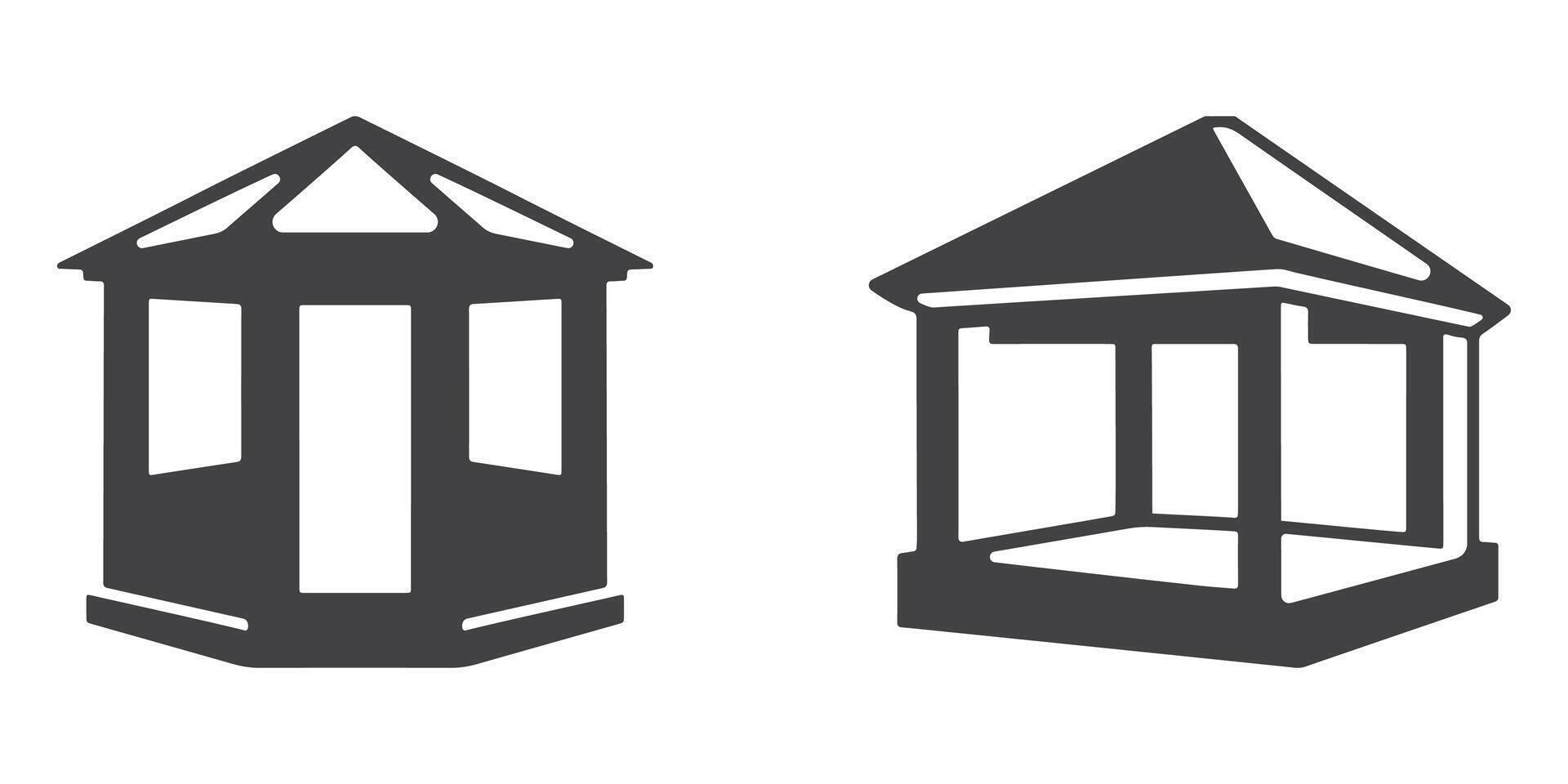 Gazebo Icons Silhouette Set vector