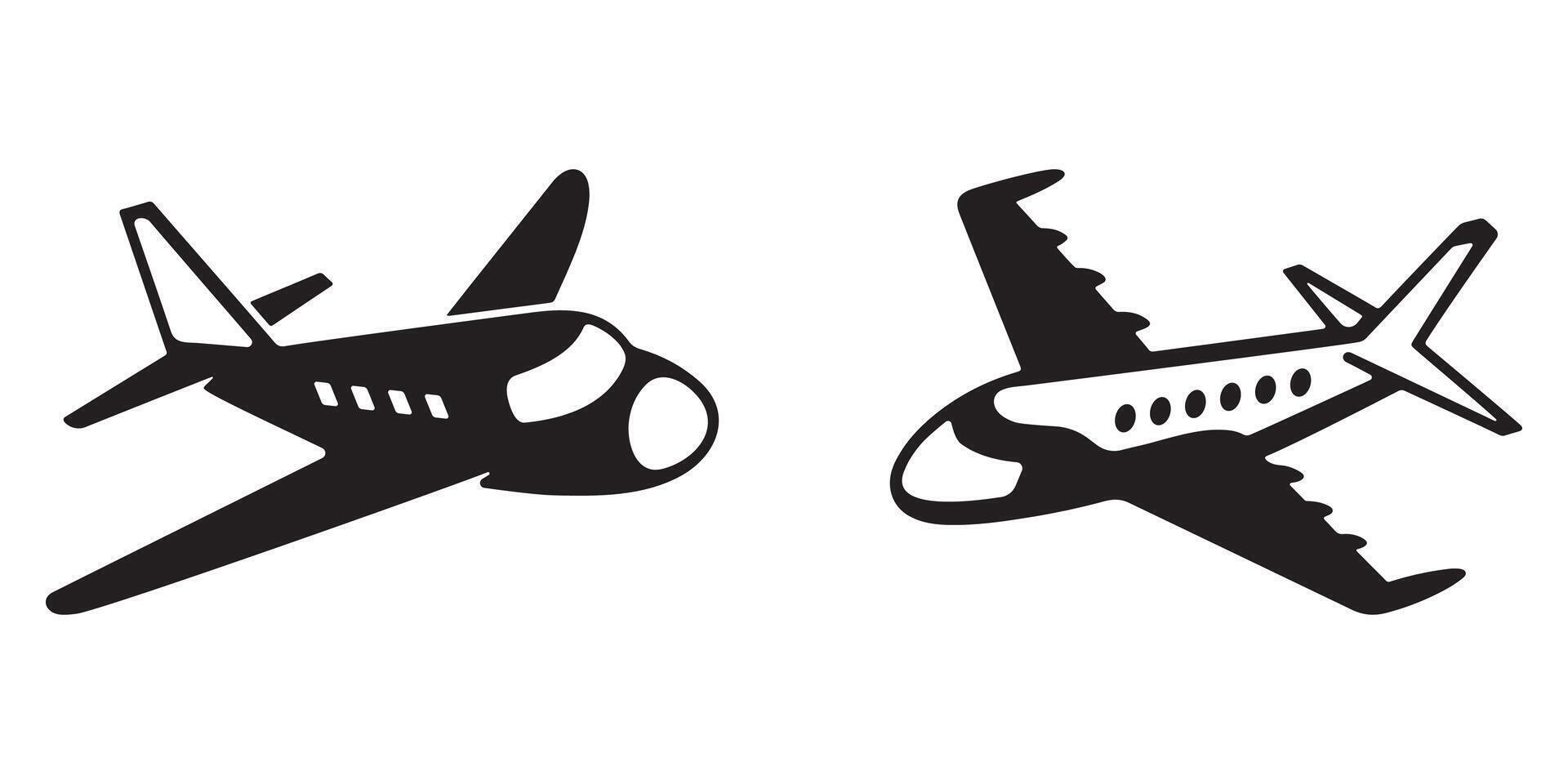 Flat silhouette of a jet airplane from side view vector