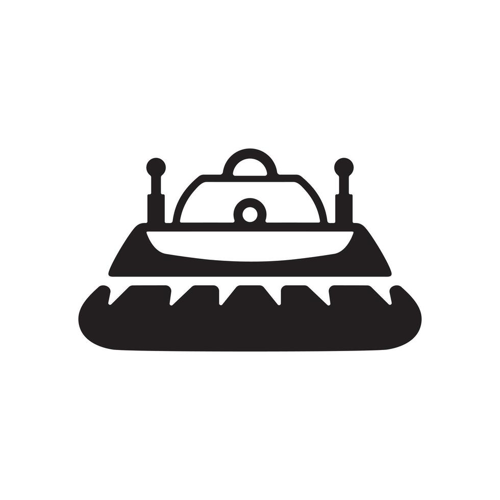 Black silhouette of a futuristic hovercraft boat vector