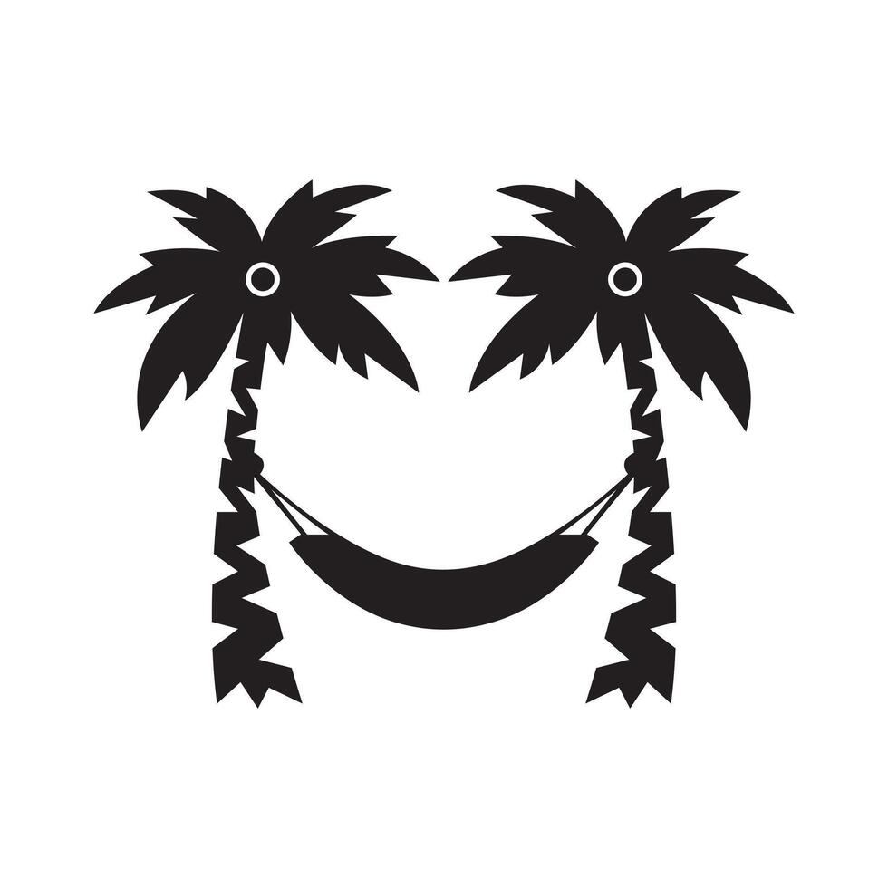 Relaxing hammock on beach silhouette art vector