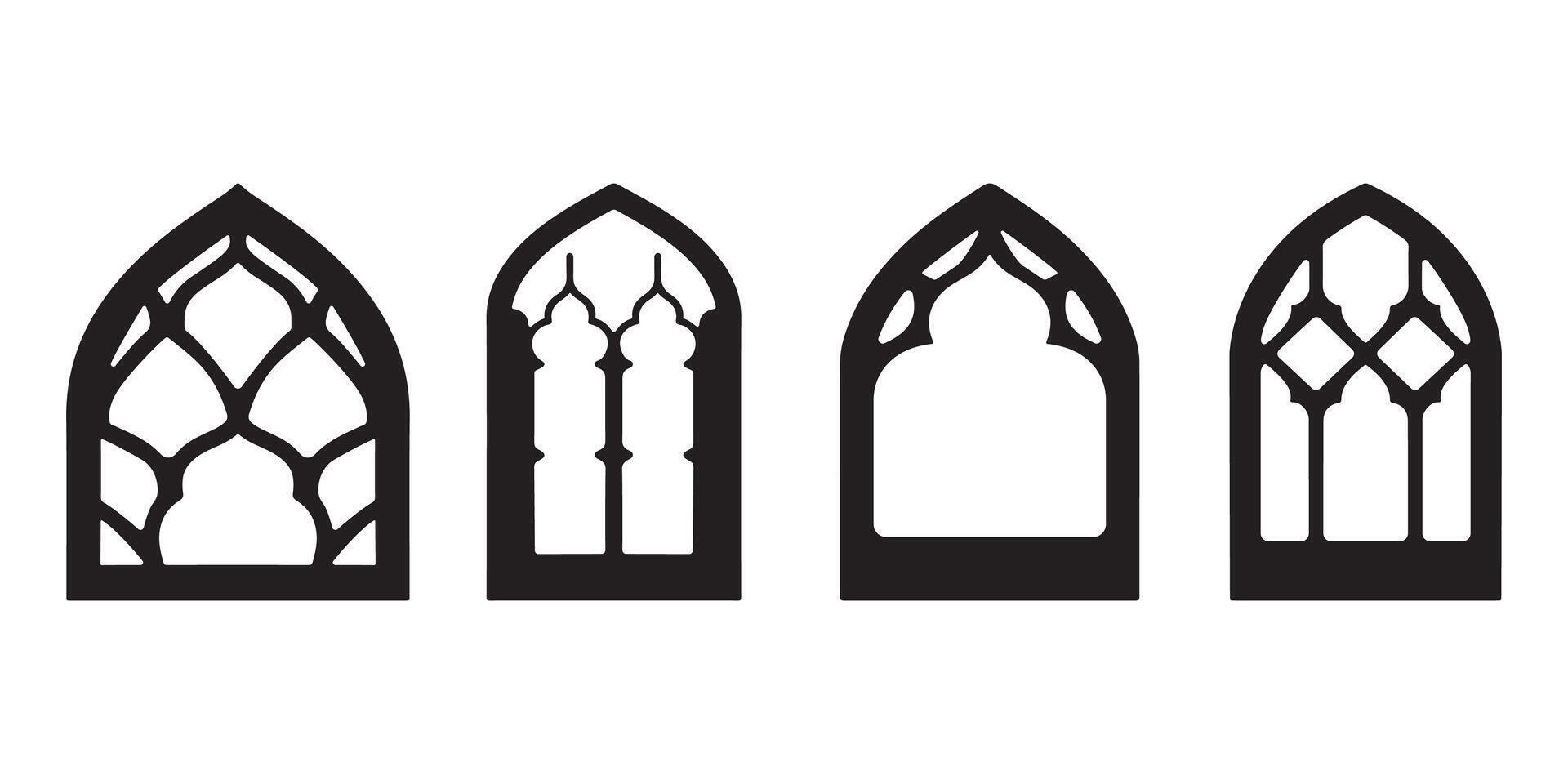 Minimalist Islamic Window Silhouette Set vector