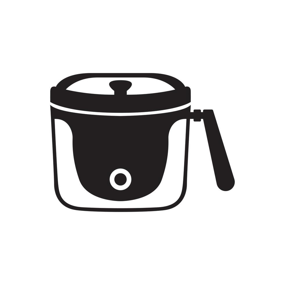 Minimalist black silhouette of a deep fryer machine vector