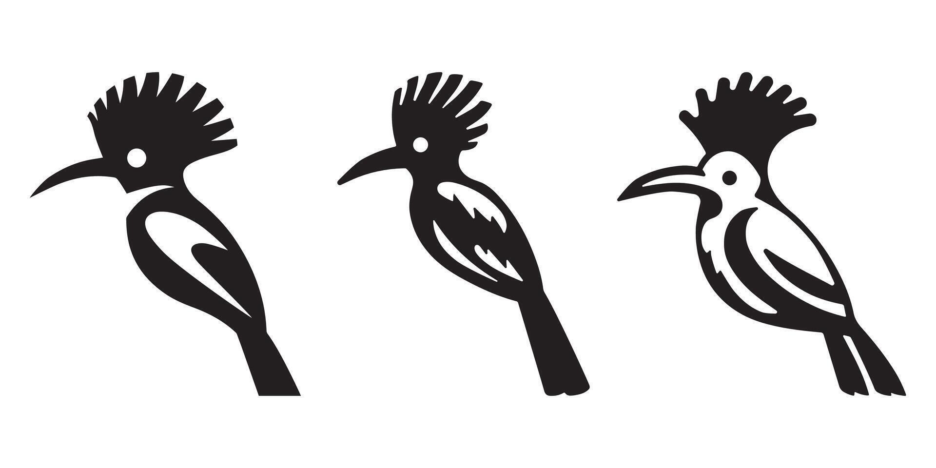 Hoopoe Bird Silhouette Set vector