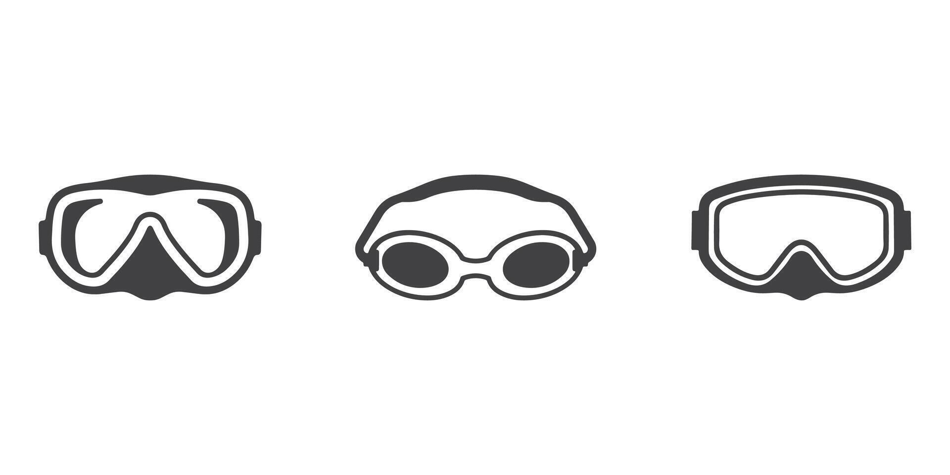 Swimming Goggles Icons Silhouette Set vector
