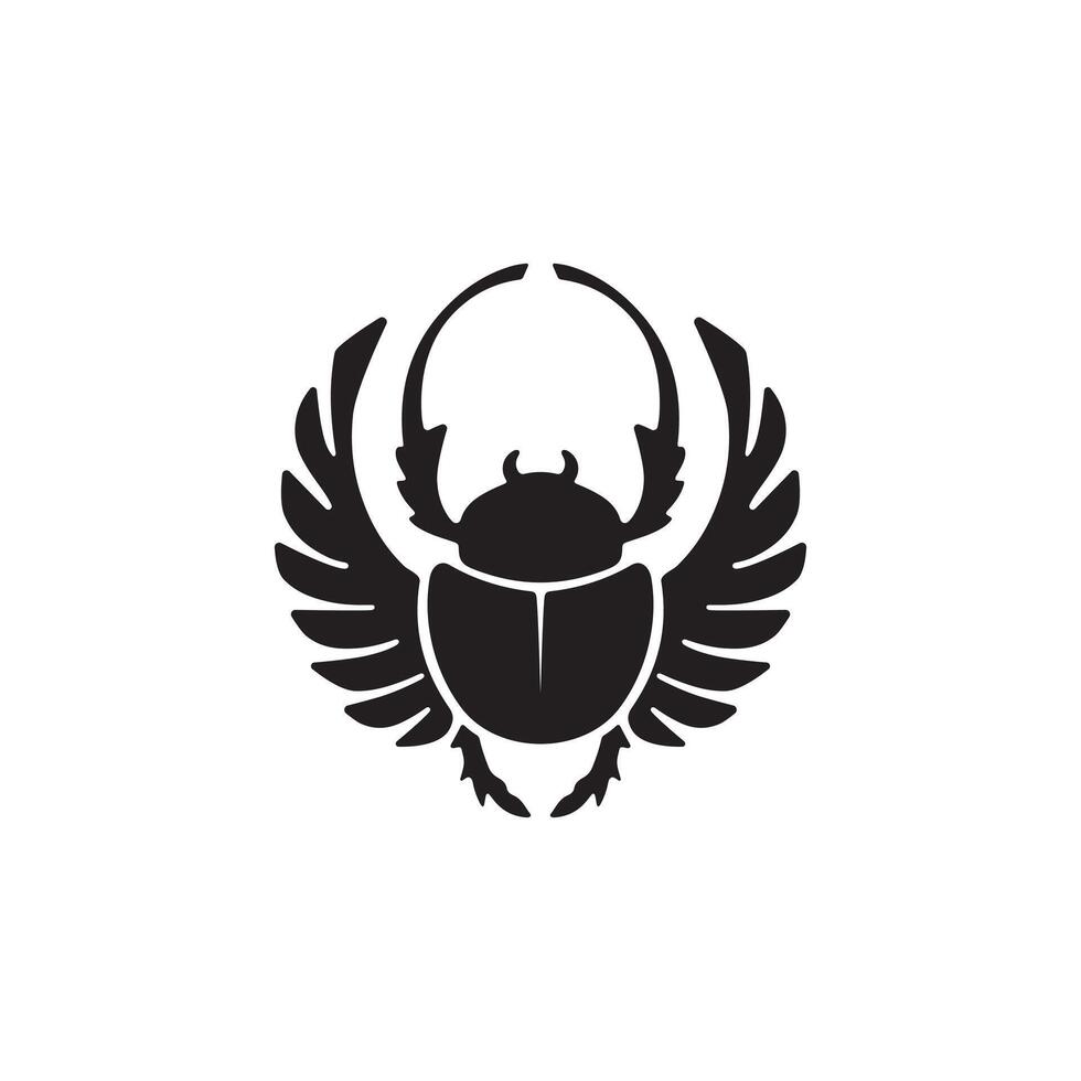 Scarab beetle silhouette art isolated on a plain white background vector