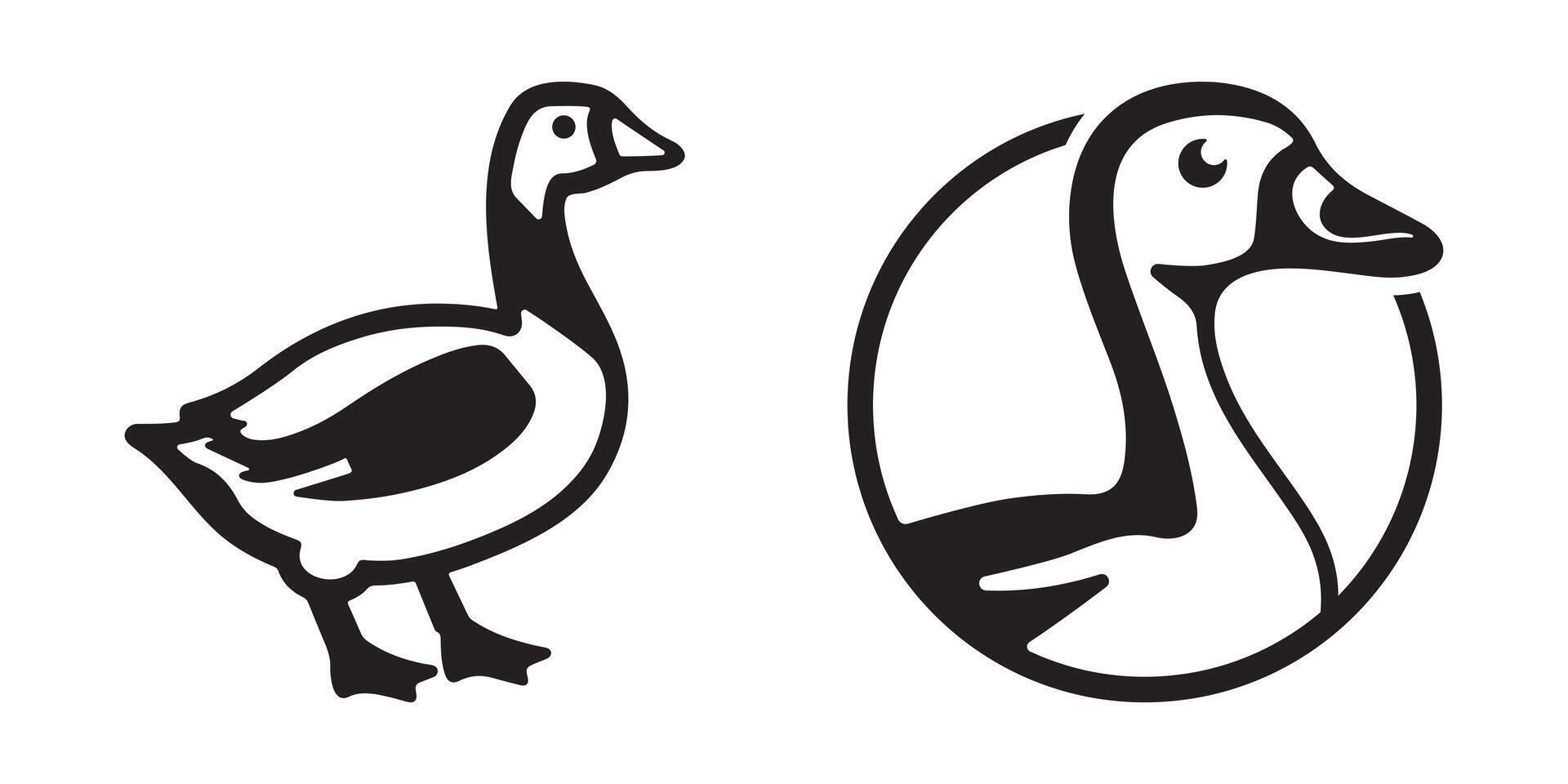 set of goose bird silhouettes vector