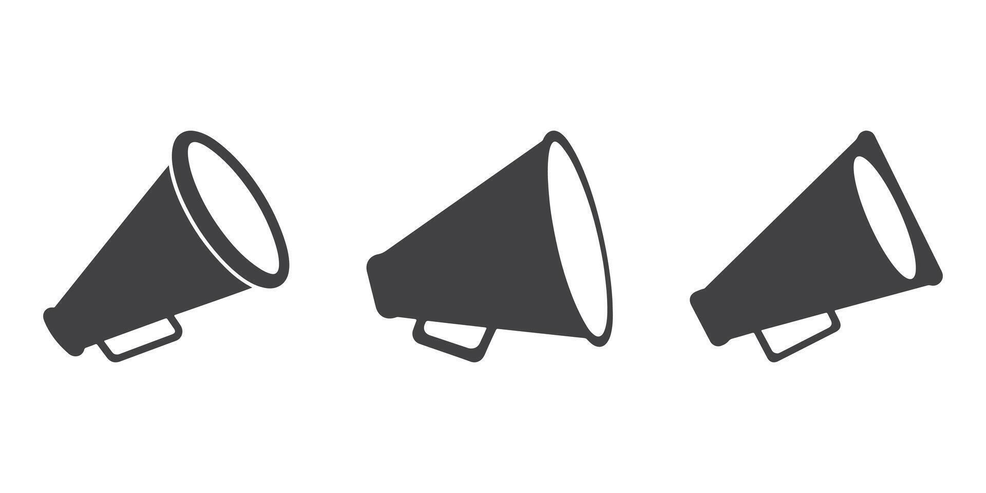 Set of Three Megaphone Silhouette Illustrations vector