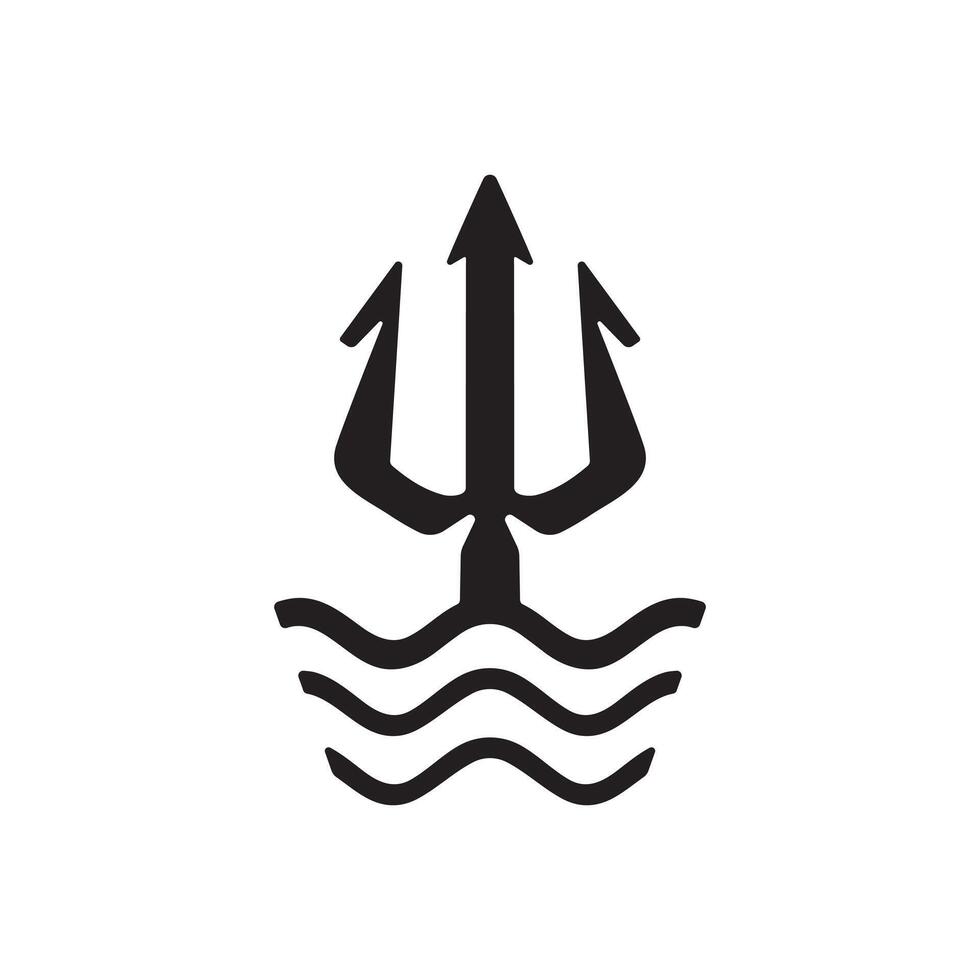 Black trident silhouette on white background vector