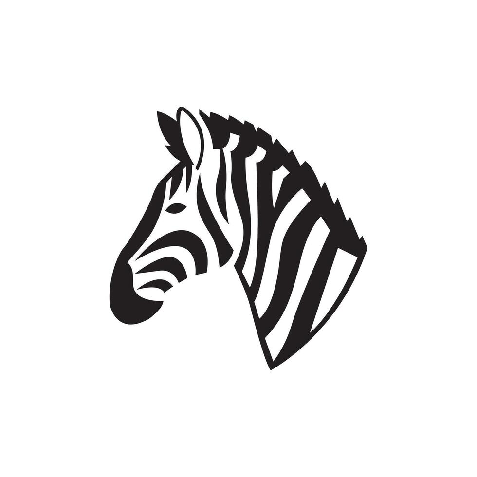 Elegant zebra head silhouette art vector